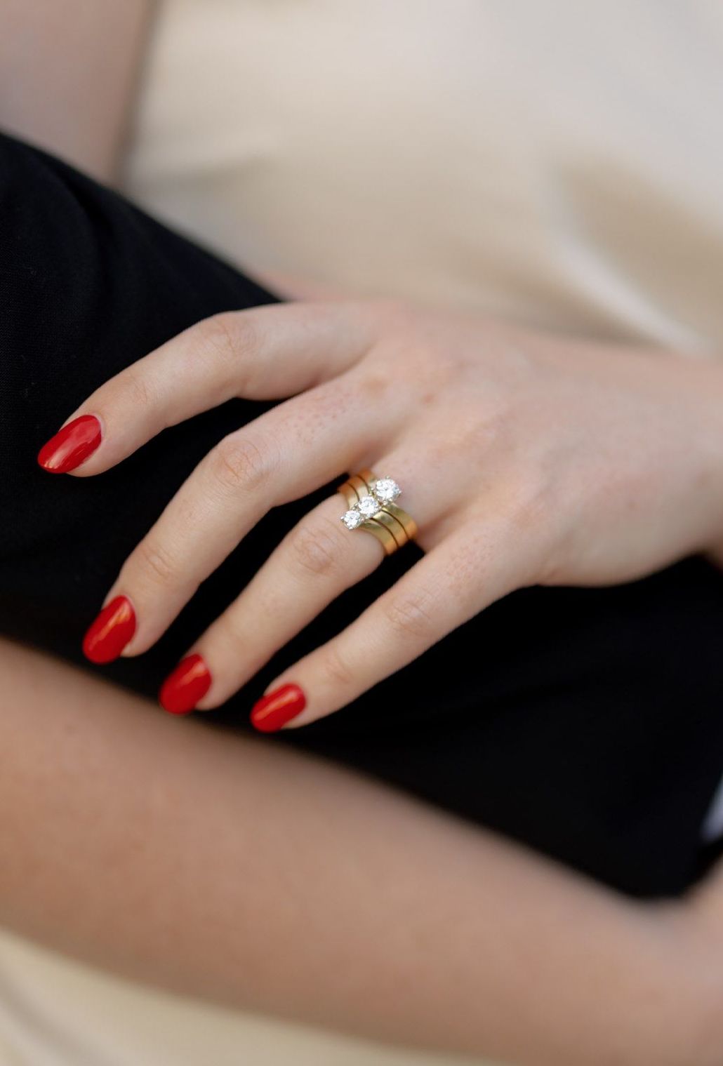 Raw cast of wedding ring set