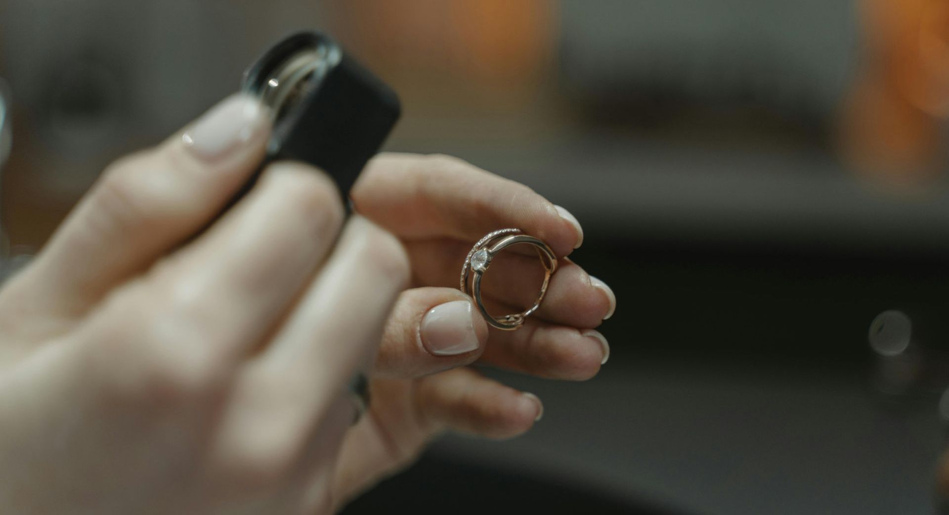 looking at a ring through a loupe