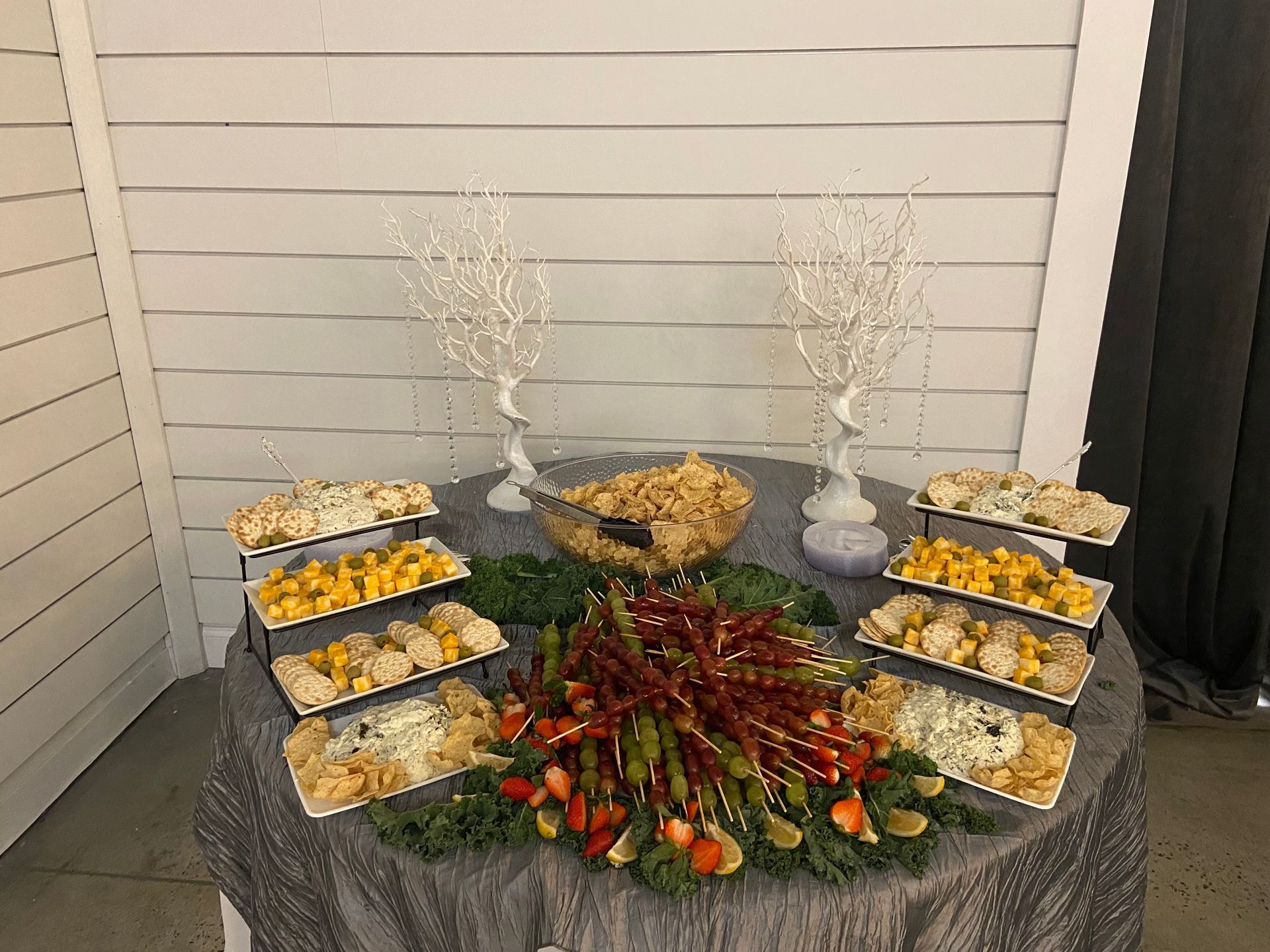 cheese and crackers with fruit