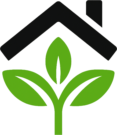 icona con casa e pianta stilizza del logo si edilizia green