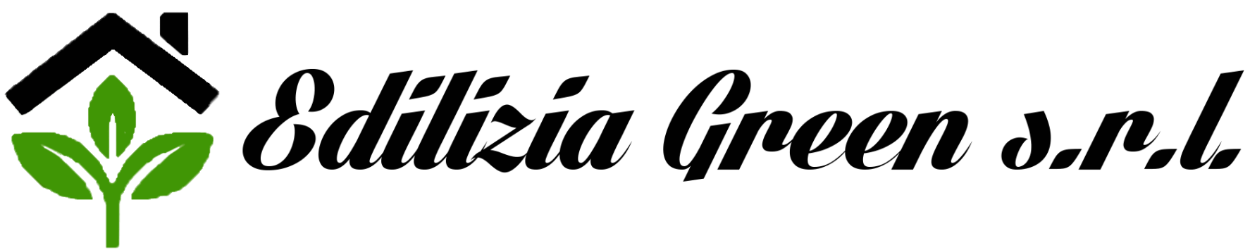 Il logo di edilizia green srl raffigura una casa e delle foglie.