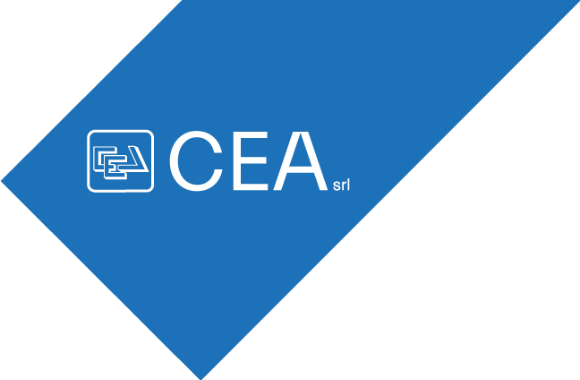 Un logo blu e bianco per cea srl