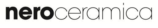 Un logo in bianco e nero per neroceramica su sfondo bianco