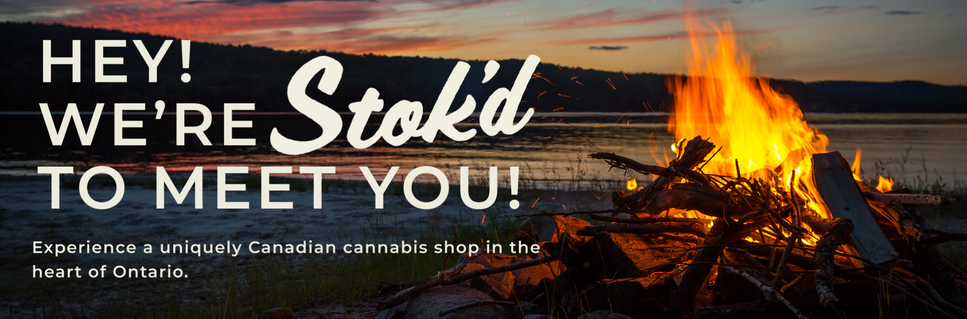 Stok'd greeting message with a campfire on a lake 