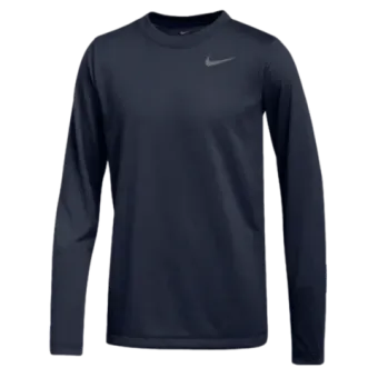 A black nike long sleeve shirt is shown on a white background