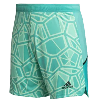 A pair of blue adidas shorts with a pattern on them