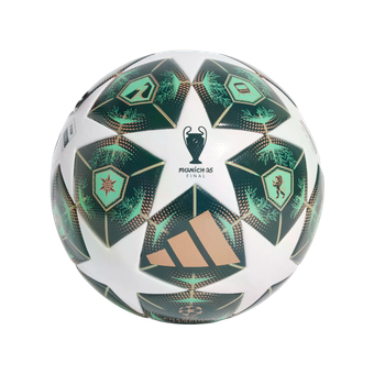 A soccer ball with a green star on it