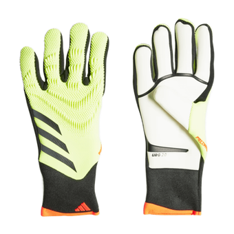 A pair of yellow and black adidas goalie gloves