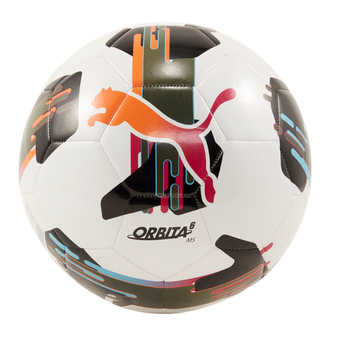 A white soccer ball with a puma logo on it