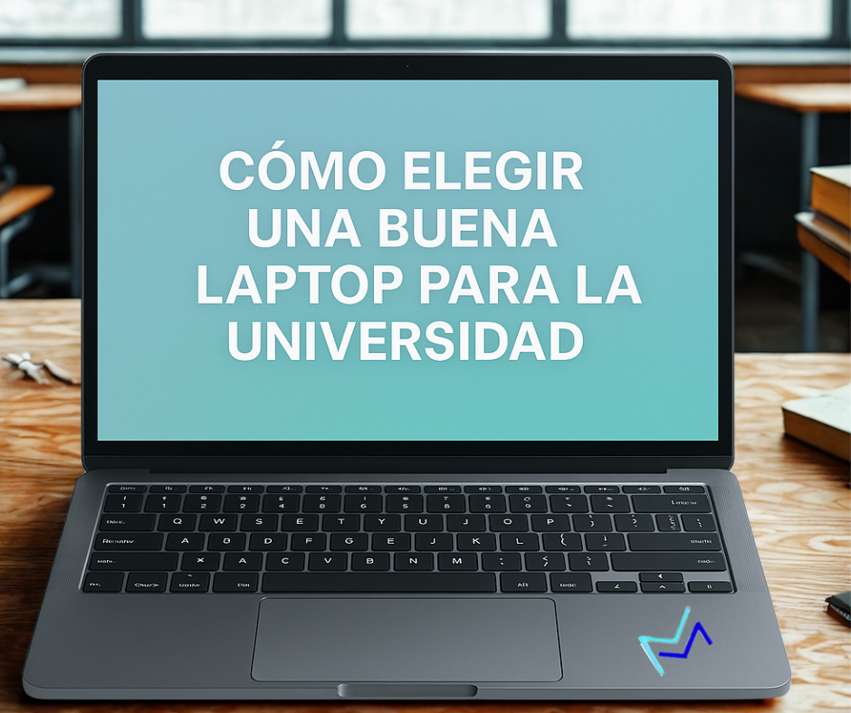Laptop para universidad abierta sobre escritorio moderno