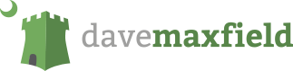 A logo for davemaxfield with a green castle on a white background.