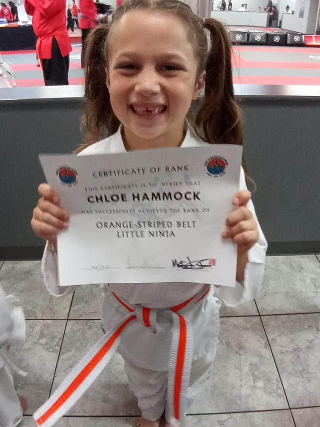 Chloe promotes to her next rank in martial arts in Palm Harbor