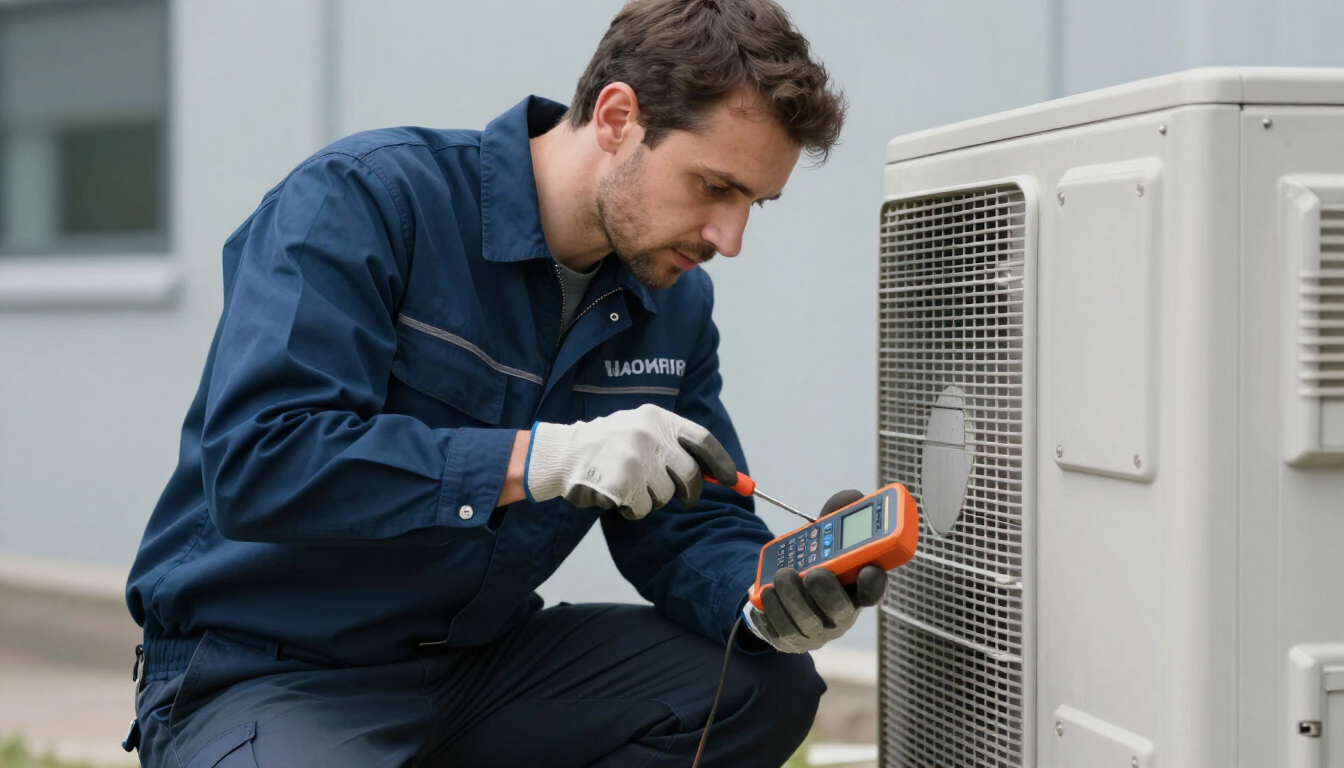 Chill Tech engineer performing air conditioning maintenance in Yorkshire