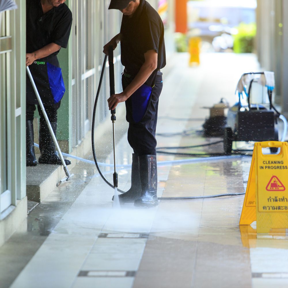 Professional Workers Doing Commercial Cleaning
