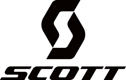 A black and white logo for Scott Bikes on a white background.