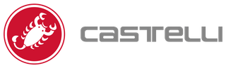 The logo for castelli is a red circle with a scorpion on it.