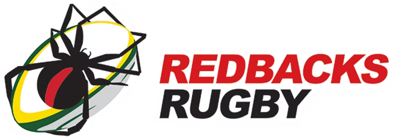 Logo: Redbacks Rugby with a spider over a rugby ball.