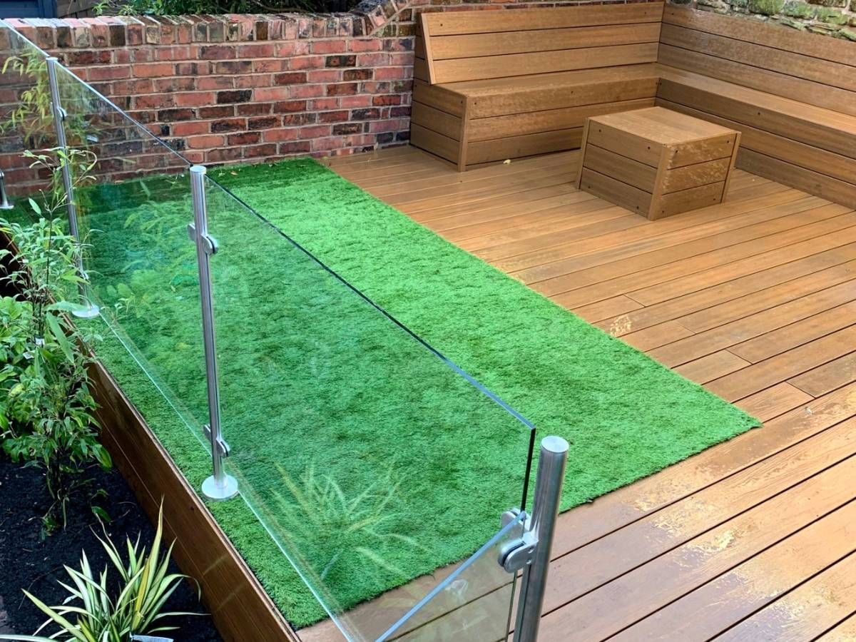 Glass balustrade on timber decking in Sheffield