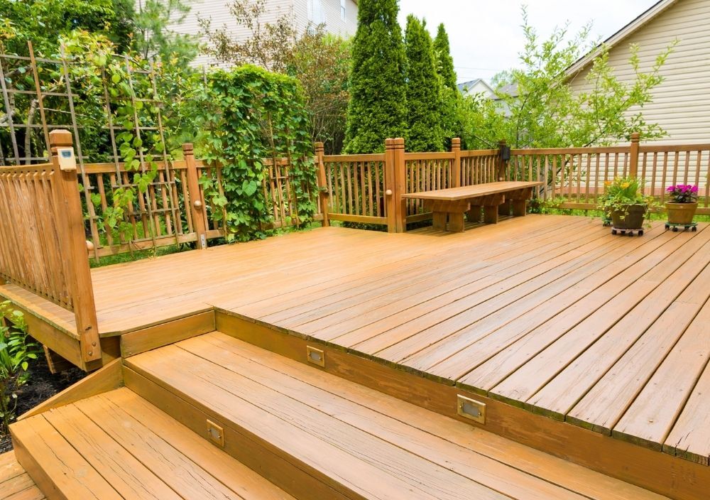 large multi level timber decking