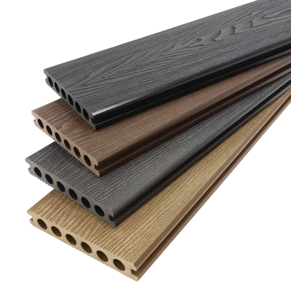 selection of hollow composite decking boards