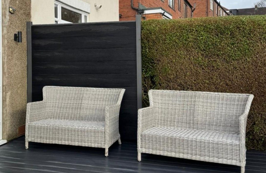 Single composite fencing bay installed in Sheffield along side a hedge