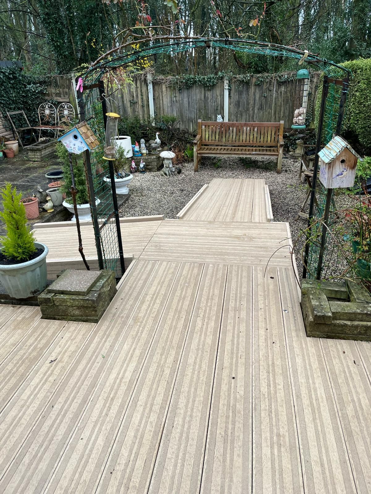 Decking Sheffield decking design to provide wheelchair access across a garden