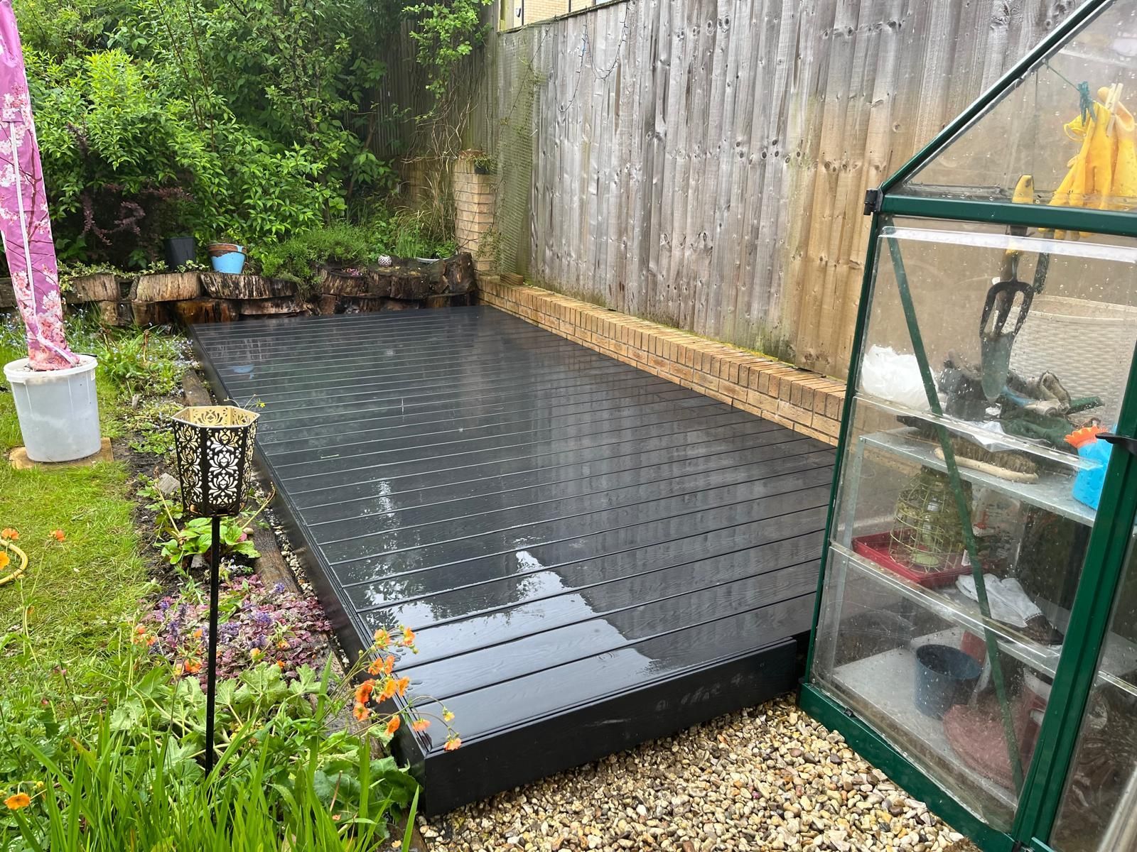 Decking Sheffield composite decking area for a small garden in Sheffield