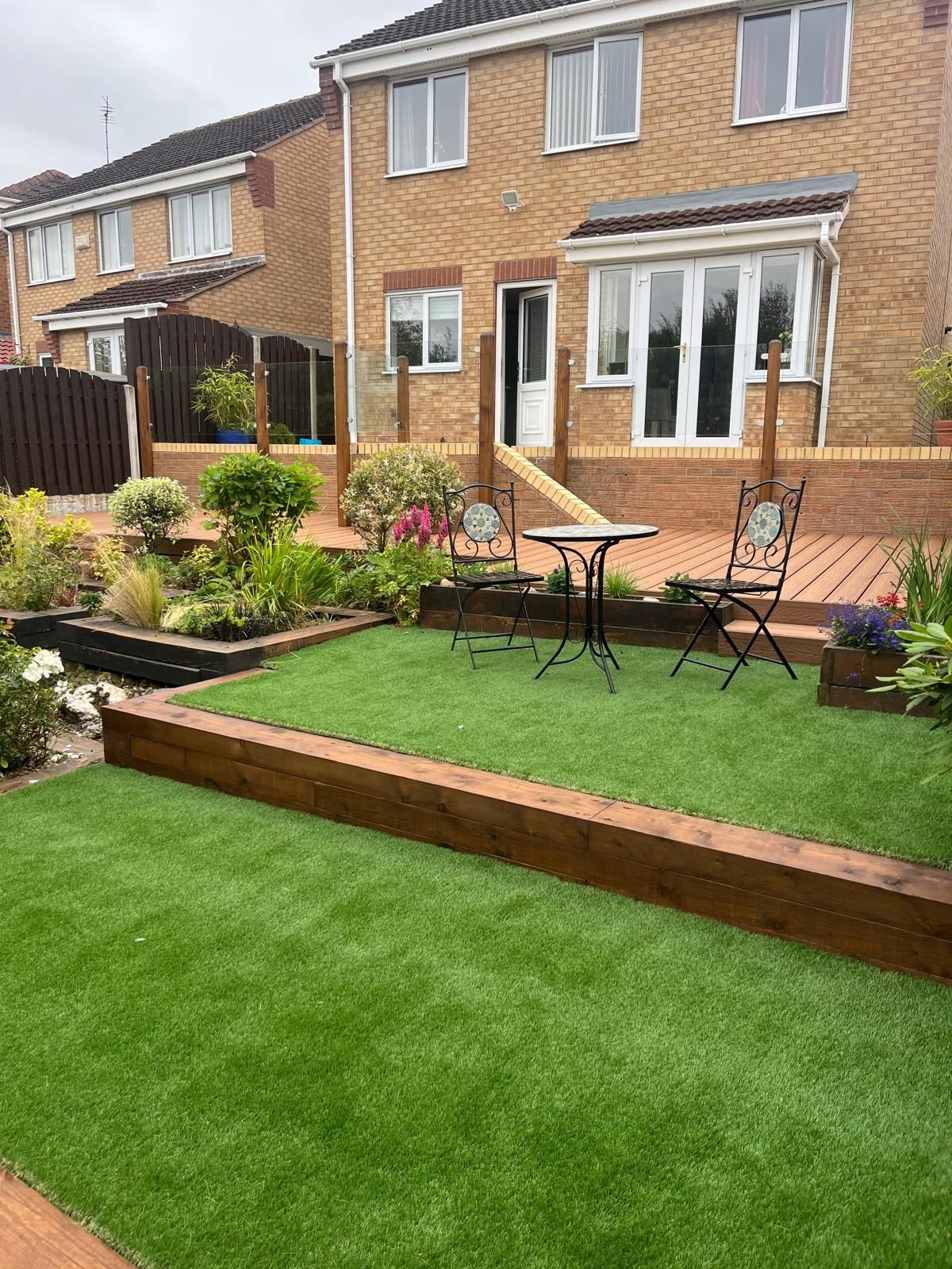 Decking Sheffield teak composite decking with glass balustrade in Upper Haugh, Sheffield