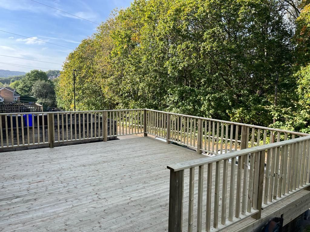 Decking Sheffield raised timber decking ideas with timber balustrade