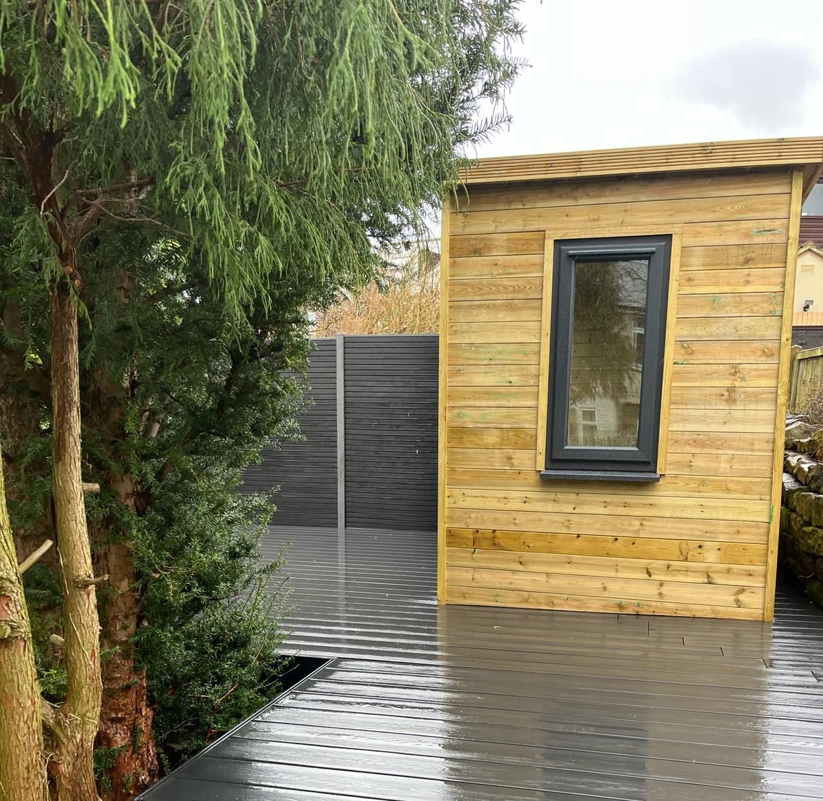 garden office in sheffield fitted with a double glazed window