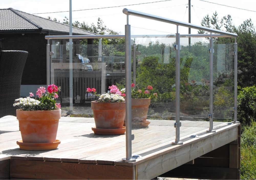 raised composite decking with glass balustrade in Sheffield