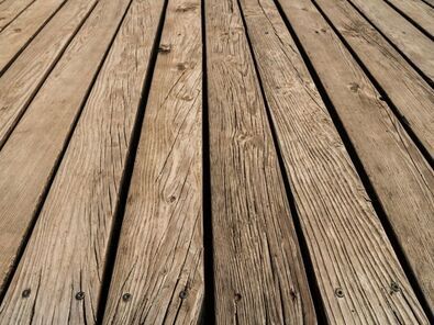Timber decking showing signs of splitting