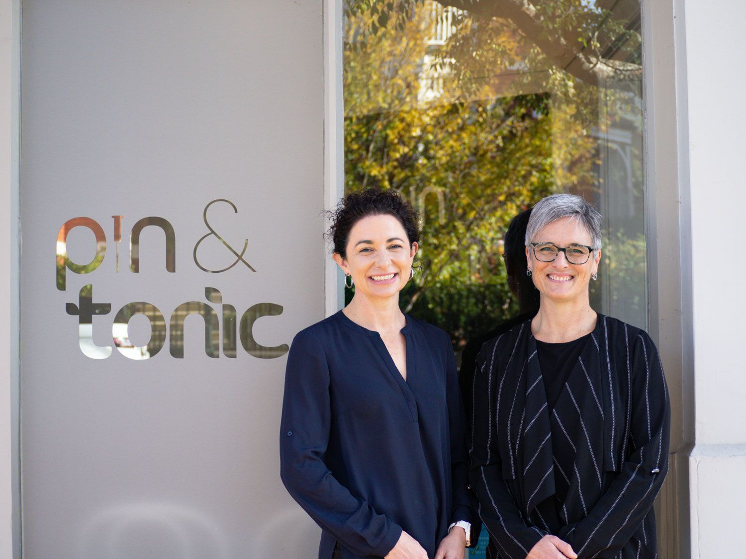 Photograph of Belinda and Katy together outside their previous clinic on Charles St, Launceston, Tasmania