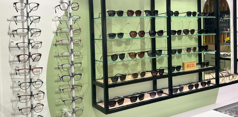 A selection of Eco Eyewear at Harrold Opticians