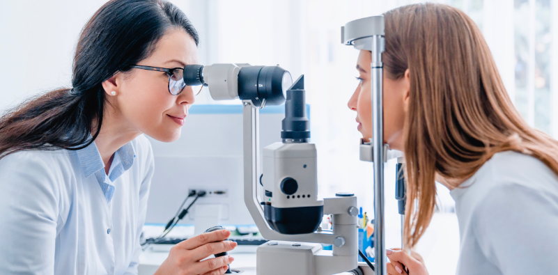 Image of a woman undergoing an eye exam