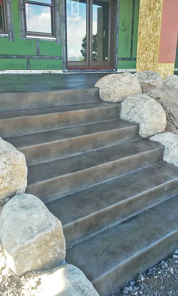 Concrete Stairs with Stone Border