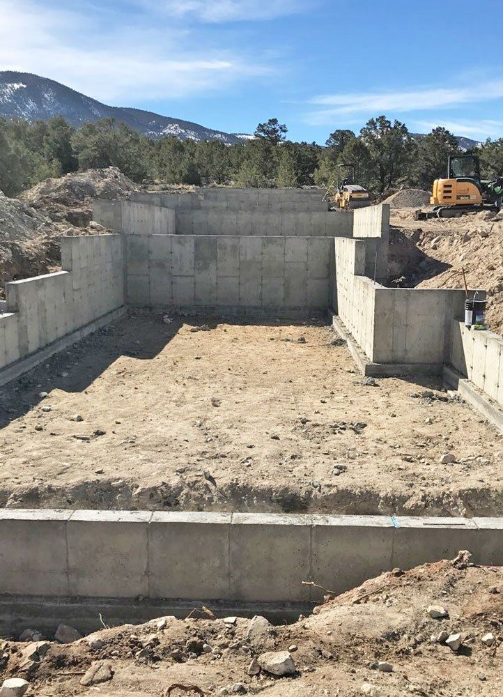 Concrete foundation on slope multi level.