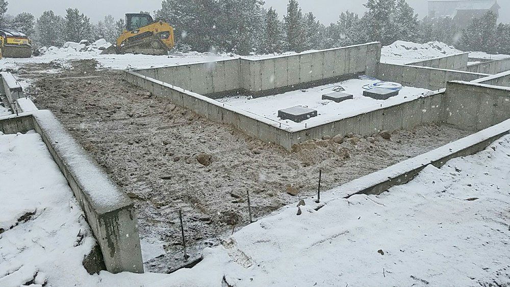 Foundation built in snow