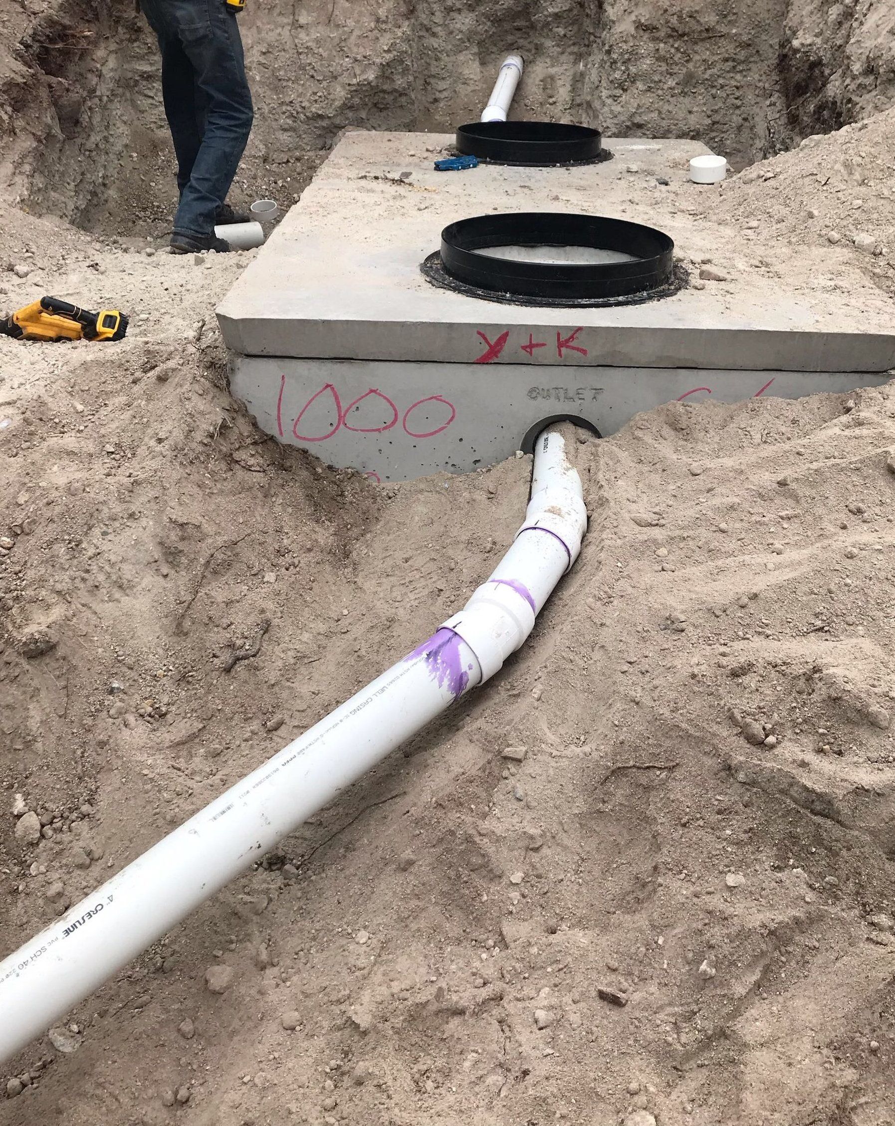 Septic tank & pipe being laid