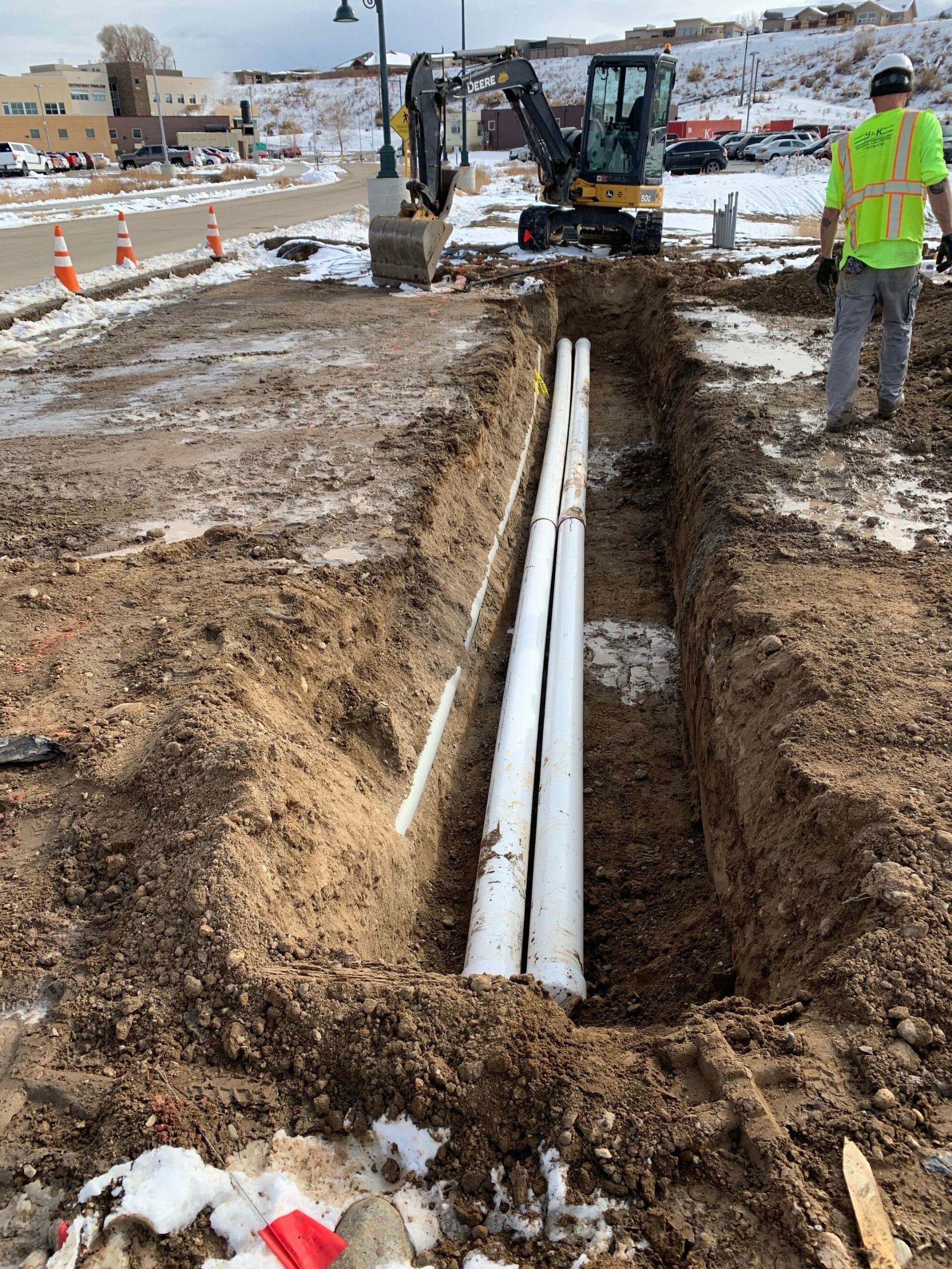 Pipe being laid