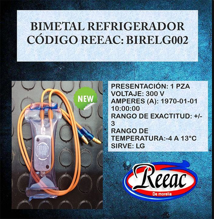 REFACCIONES DE REFRIGERACIÓN REEAC DE MORELIA - BIMETAL REFRIGERADOR
