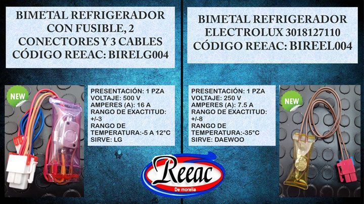 REFACCIONES DE REFRIGERACIÓN REEAC DE MORELIA - BIMETAL REFRIGERADOR CON FUSIBLE