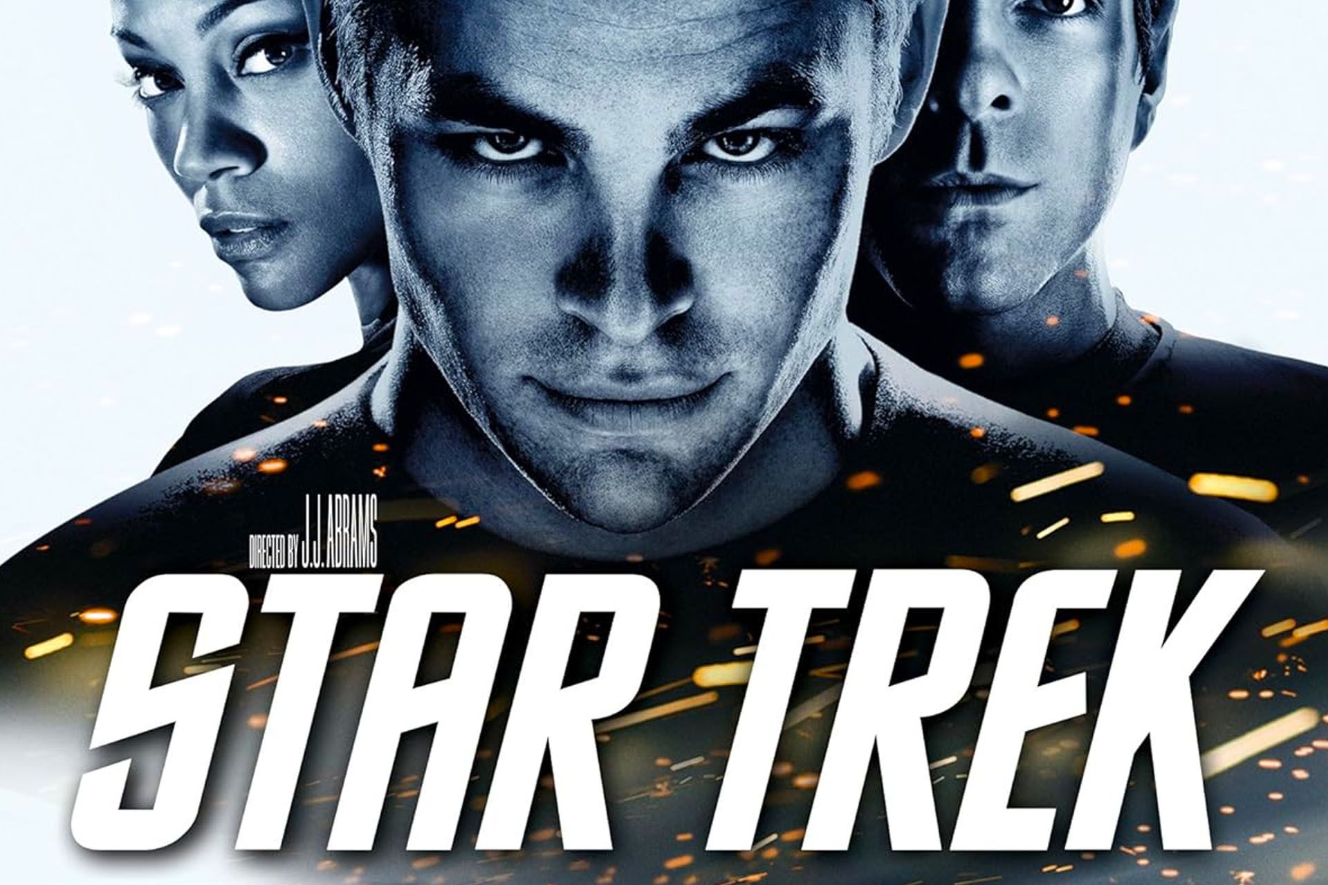 Star Trek movie poster featuring Chris Pine, Zoe Saldana, and Zachary Quinto.