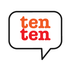 Ten Ten Marketing logo has the words Ten twice inside a dialogue box outlined in black. icon.