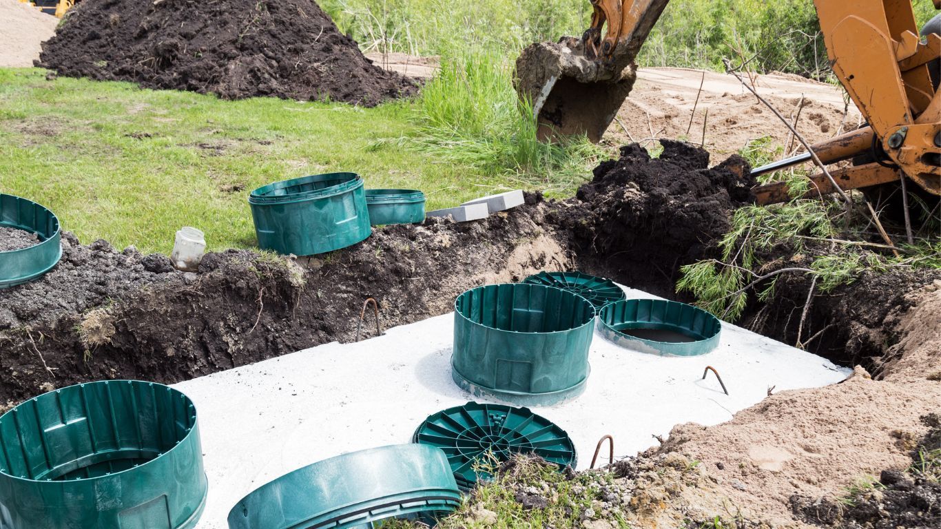 Ongoing construction of septic systems.