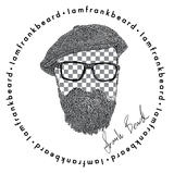 A black and white drawing of a man with a beard and glasses