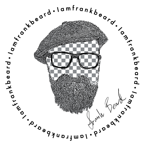 A black and white drawing of a man with a beard and glasses