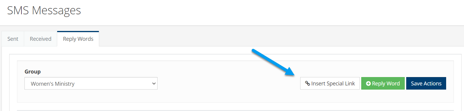 SMS REPLY WORD SPECIAL LINKS