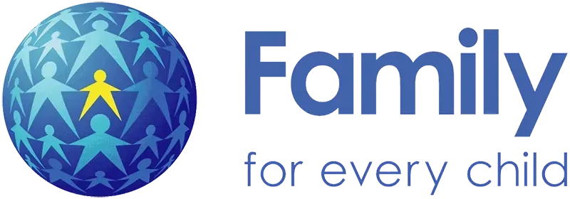 A logo for family for every child with a blue globe