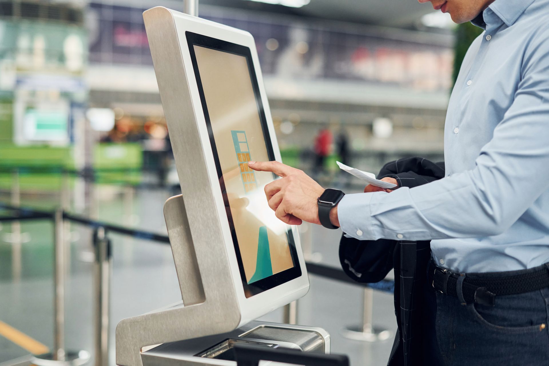 self-service kiosk in use